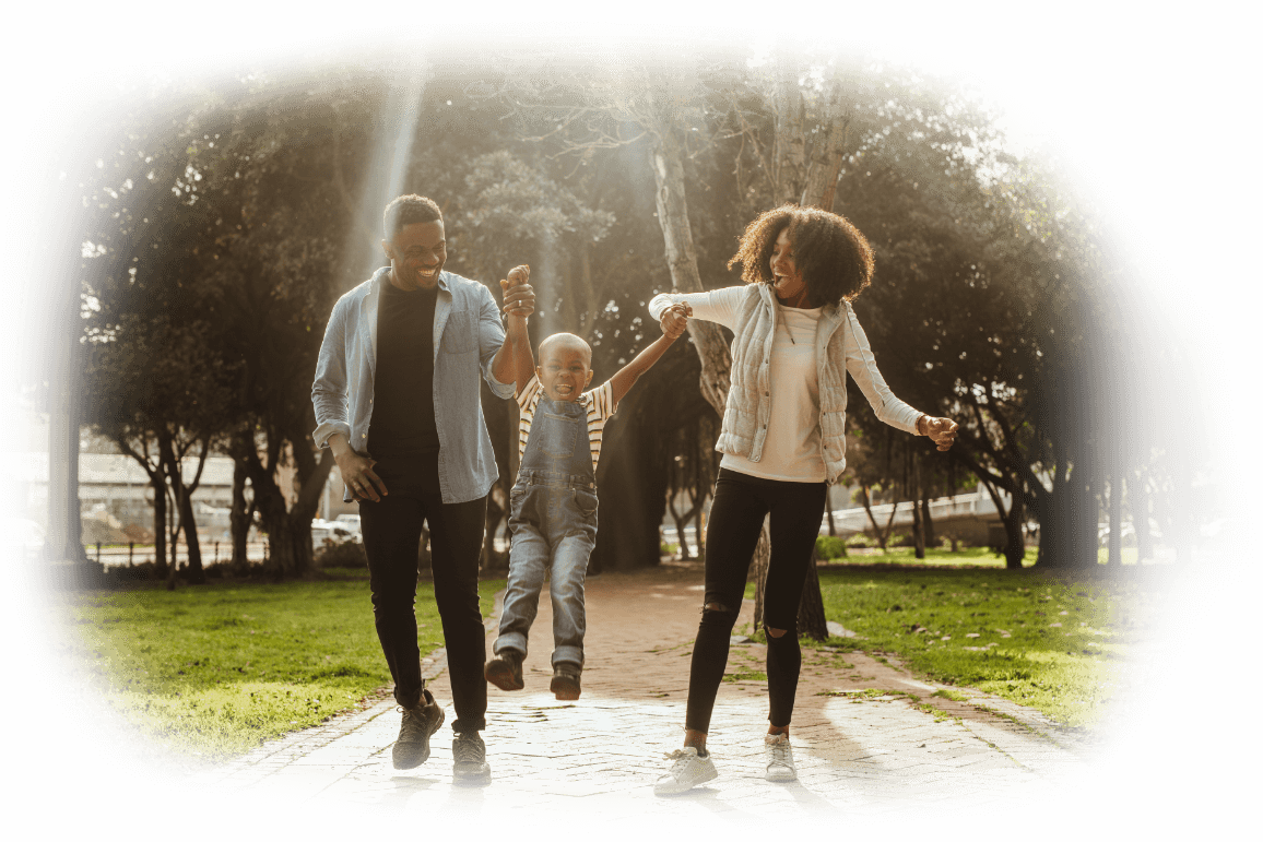 Picture of family roller skating.