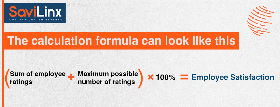 The calculation formula can look like this: (Sum of employee ratings / Maximum possible number of ratings) * 100% = Employee Satisfaction